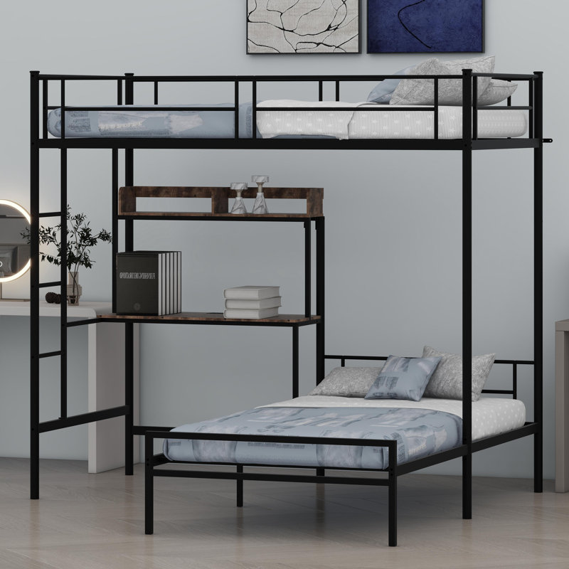 Smart-Design Bunk Bed Combining Study Area, Power Station, Shelving And Safety Protection