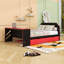 Lit de jour double en bois avec couchette simple, bureau et port USB-1417831784