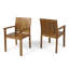 Chaises de salle à manger en bois d'acacia avec dossier à lattes, ensemble de 2