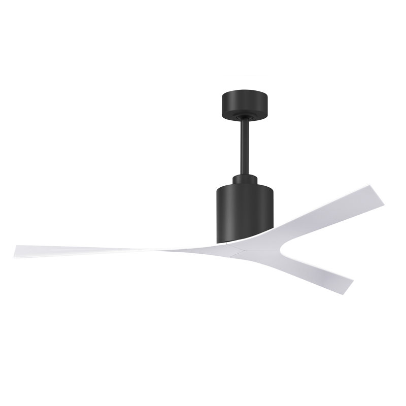 56" Molly 3 - Blade Propeller Ceiling Fan with Wall Control, Matte Black, Gloss White