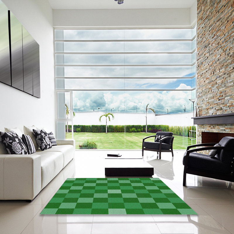 Tapis vert à motif géométrique Eimear, Carré 6 pi
