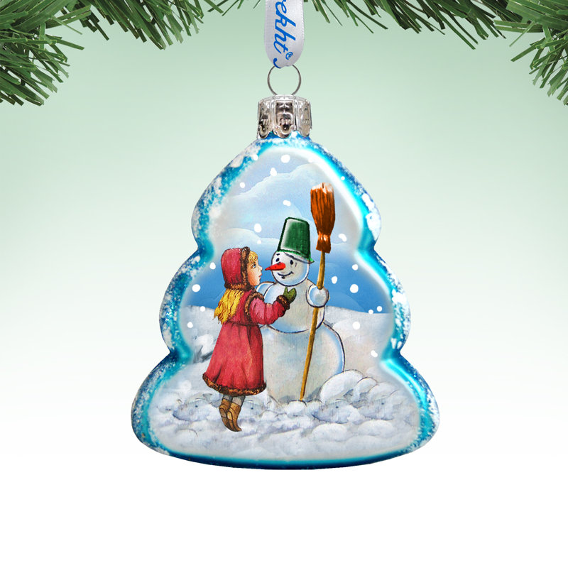 Ornement de verre bonhomme de neige playing