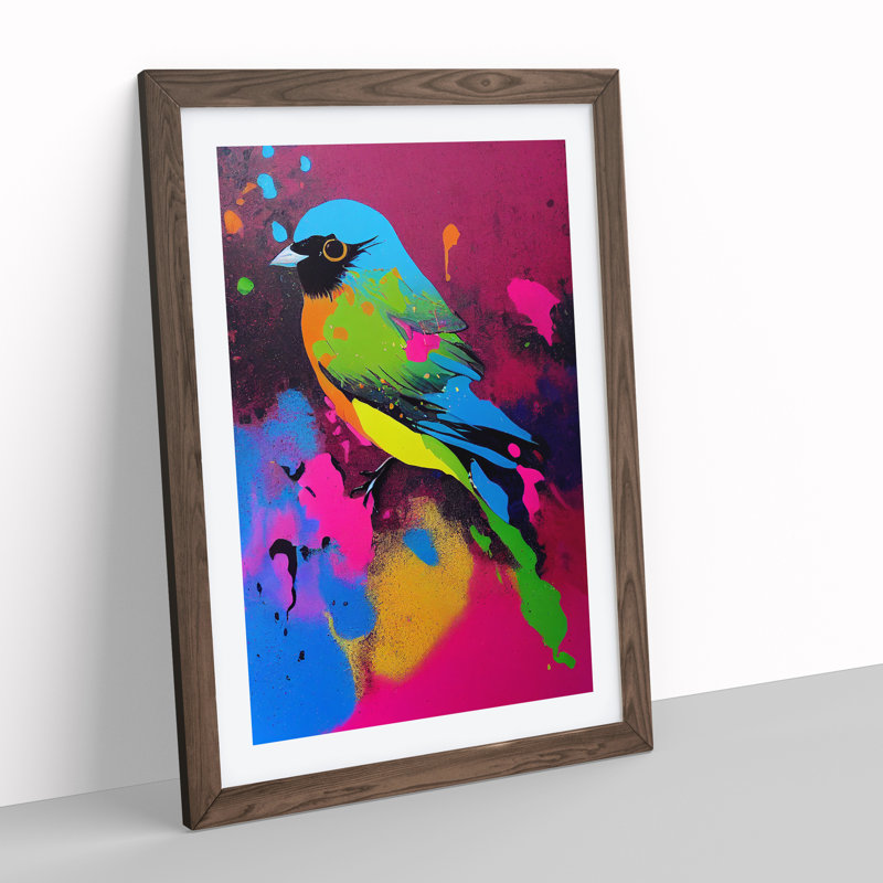 Bird Splash No.2 1 Piece Single Picture Frame Painting, 34cm H x 25cm W x 2cm D, Walnut