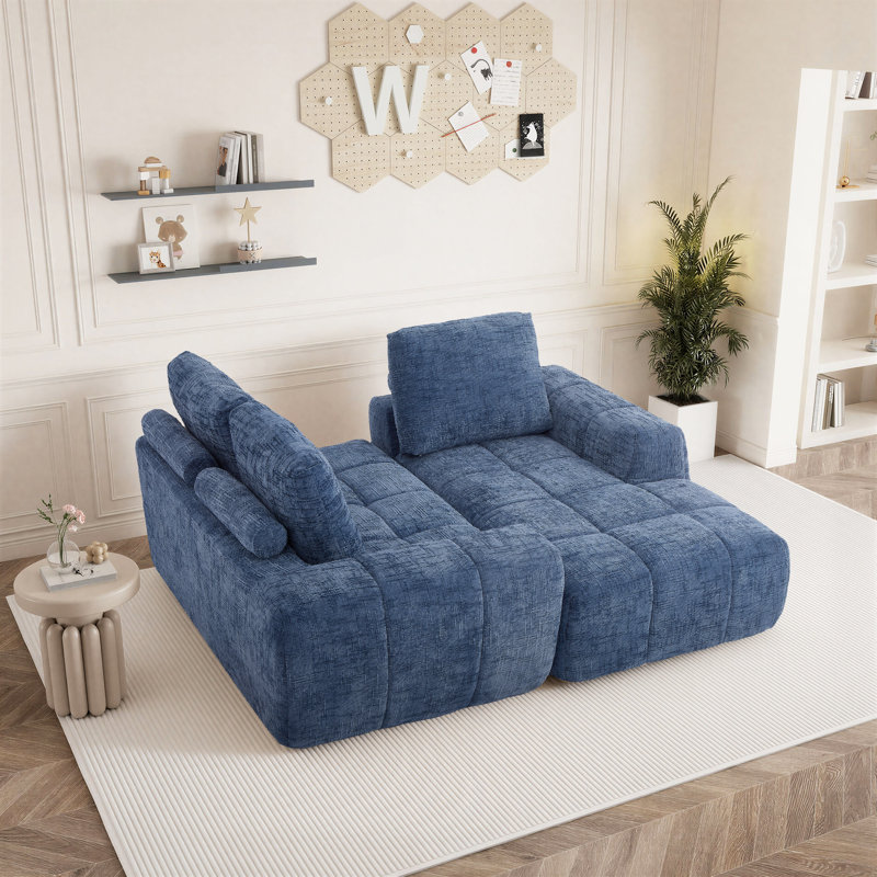 Alphonse Burwell 100" Chenille Compression Sectional Sofa – Convertible L-Shaped Plush Textured Couch with DIY Layout for Living Room, Apartment & Small Spaces