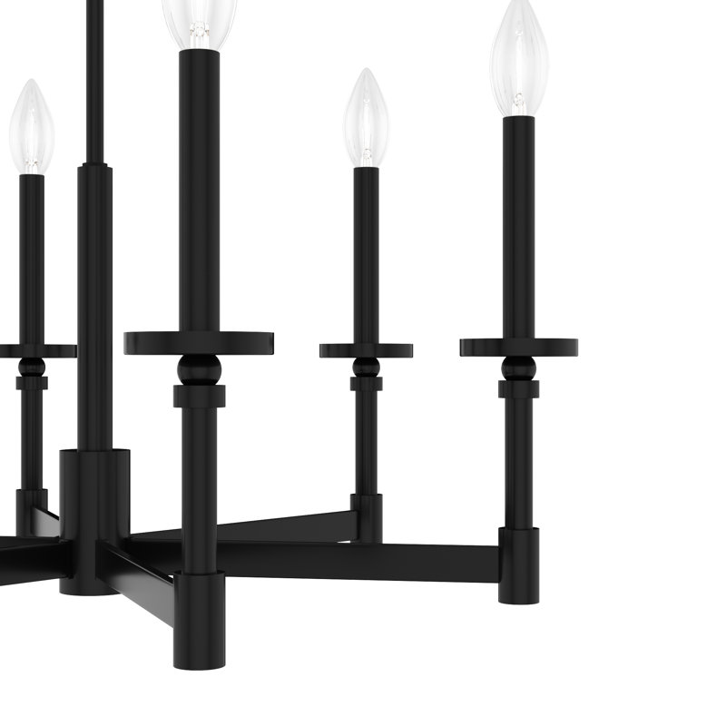 Hunter Briargrove 6 Light Single Tier Chandelier Ceiling Light Fixture, Matte Black