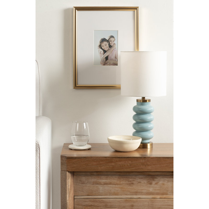 Modern Glass Bedside Table Lamp, Blue/Gold