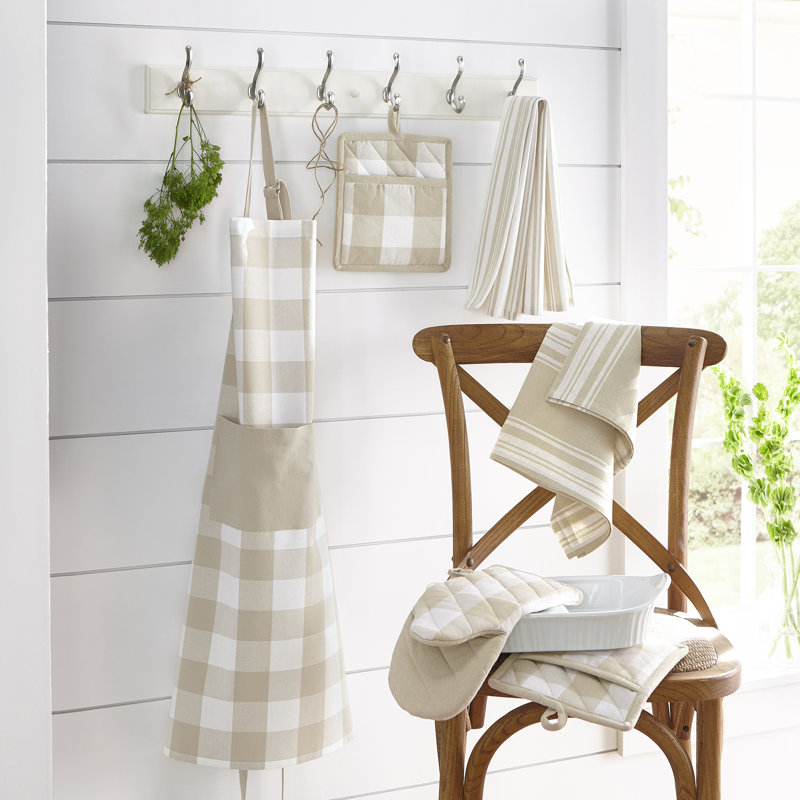 Skookum Plaid Cotton Bib Apron, Tan