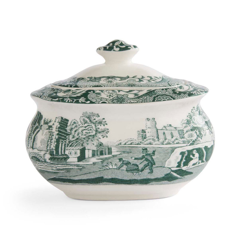 Heritage Green Italian 9 Oz. Covered Sugar Bowl