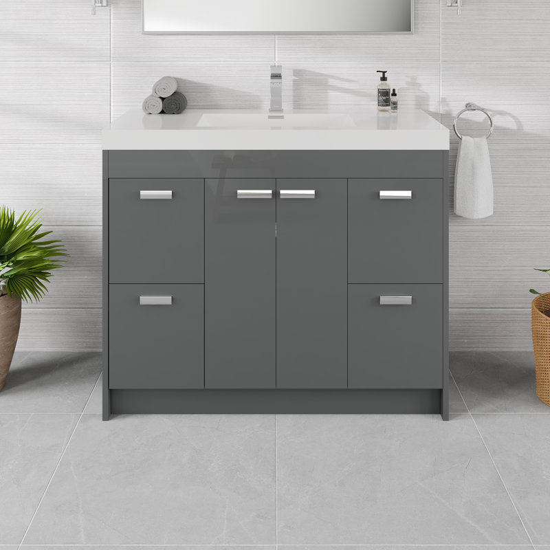 Ensemble de meuble-lavabo simple 42 po Wauconda, Gris