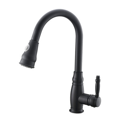 Robinet de lavabo de cuisine à levier unique avec retrait - noir mat, remplissage en céramique pour un débit d'eau stable et conception de tête de jet rétractable de conception moderne, poignée facile à gérer