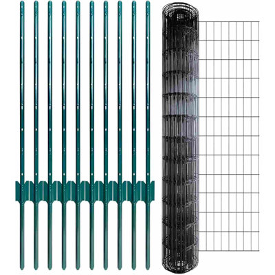 Clôture grillagée avec poteaux, poteaux de clôture de 6 pi et ensemble de treillis métallique soudé de 5 pi pour les fermes avicoles de jardins extérieurs