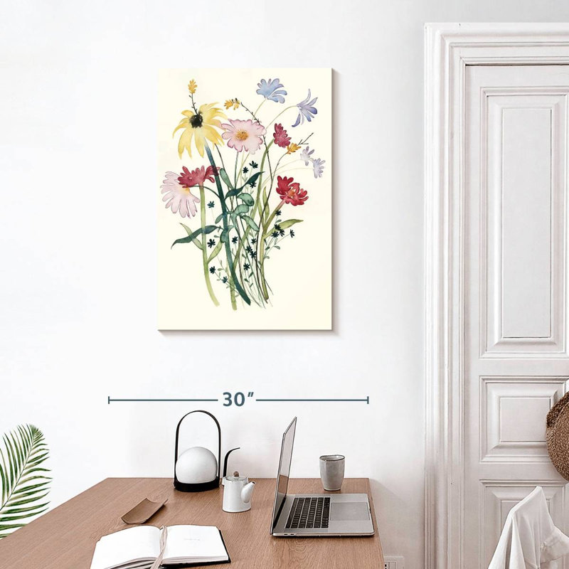 Harnek, aquarelle de fleurs sauvages I, H 30 po x l 20 po