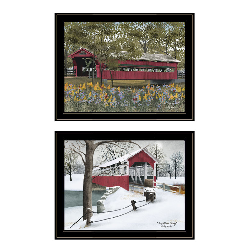 «Billy Jacobs Covered Bridge Collection III» par Billy Jacobs, ensemble de 2 reproductions d'art sur papier encadrées