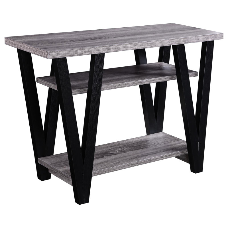 Elegant Rectangular Table In Grey And Black With Convenient Storage Modern Desk Antique Appeal