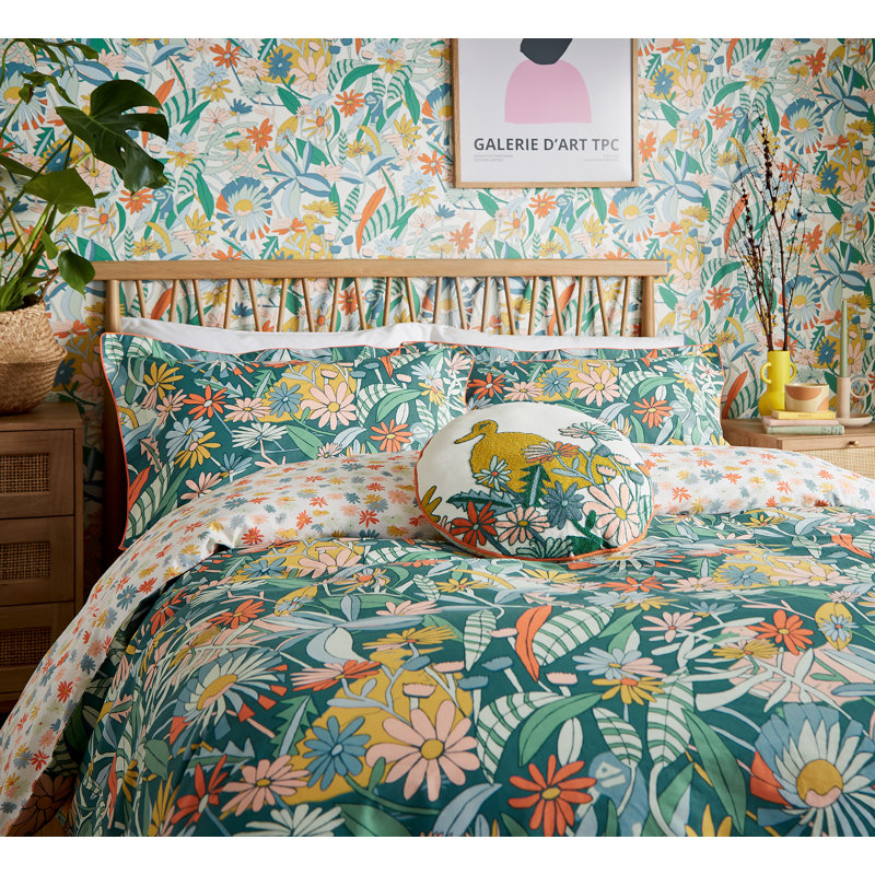 Cotton Floral Duvet Cover Set with Pillowcases Included