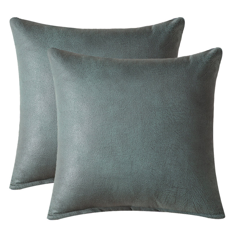 Faux Leather Reversible Pillow Cover, 18" x 18", Green