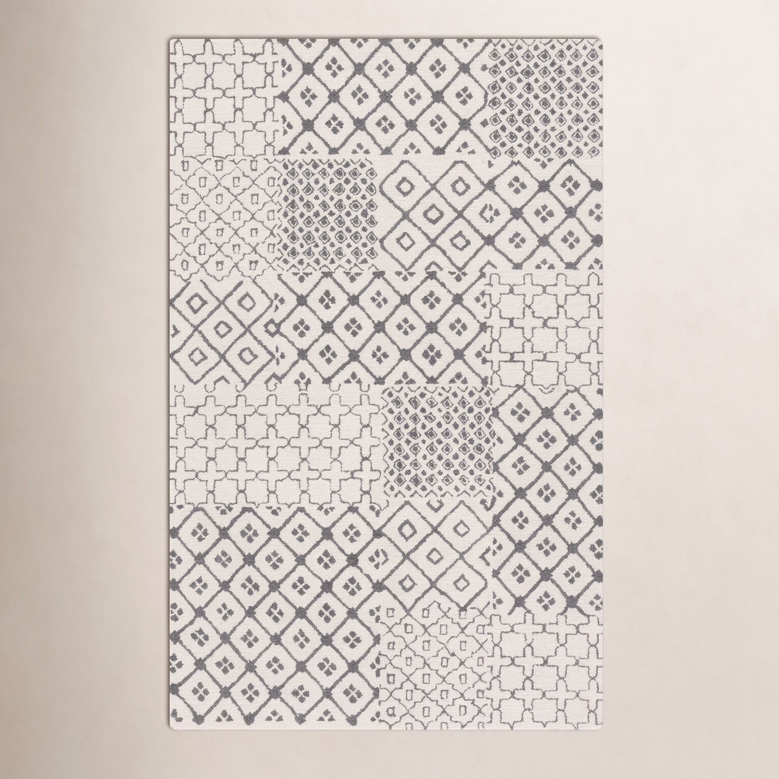 Hand-Tufted Geometric Wool Cotton Rug, Rectangle 8' x 10'