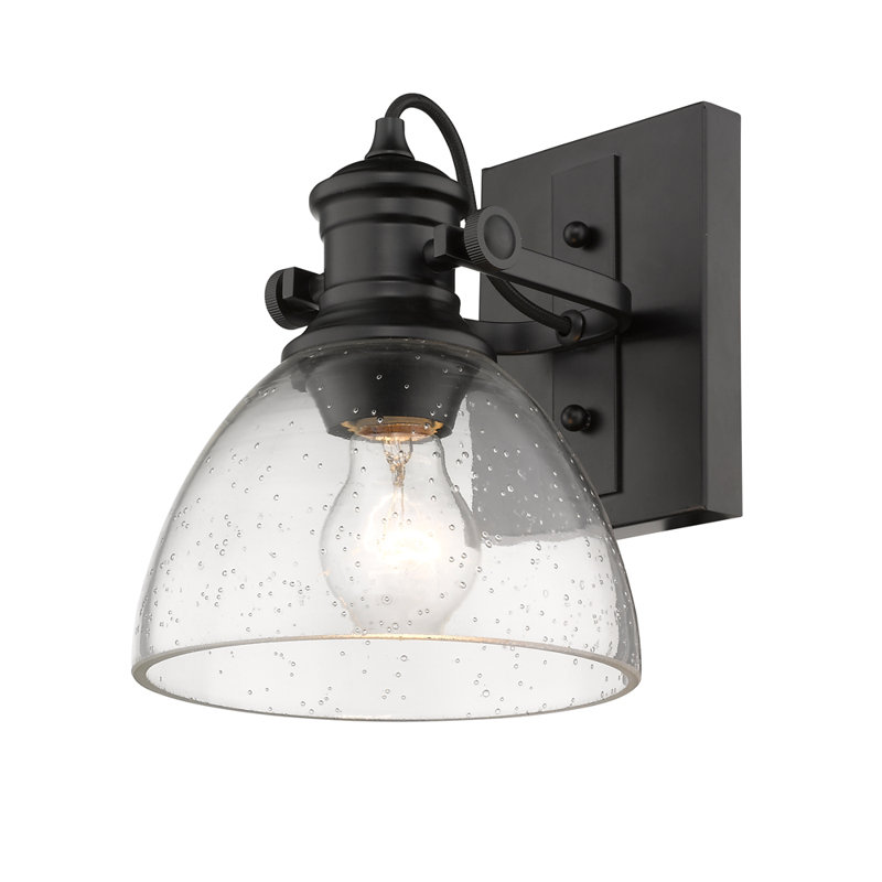 Bales Dimmable Vanity Light, Matte Black, Seeded Glass