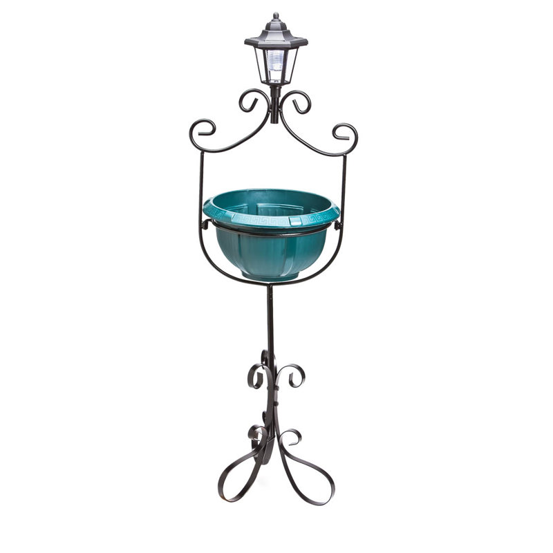 39" Metal Solar Planter Stand with Pot