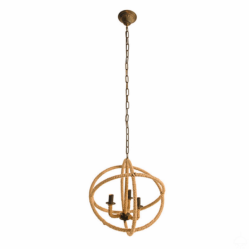 Luminaire suspendu en forme de globe à 3 lumières de style lustre campagnard avec chaîne réglable
