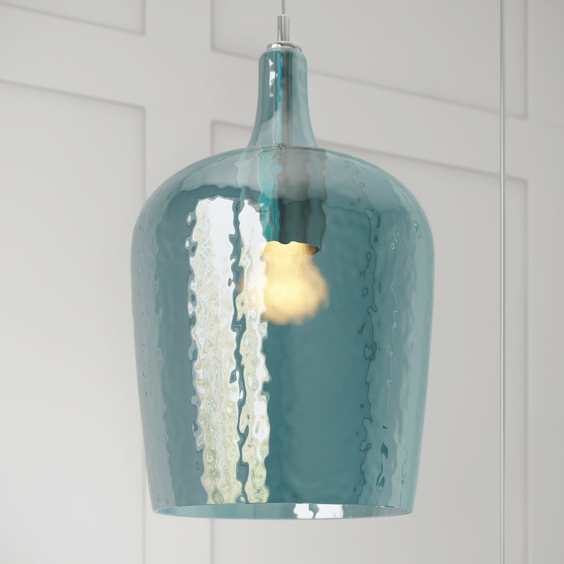 Glass 1 - Light Chrome Jar Pendant, Aqua