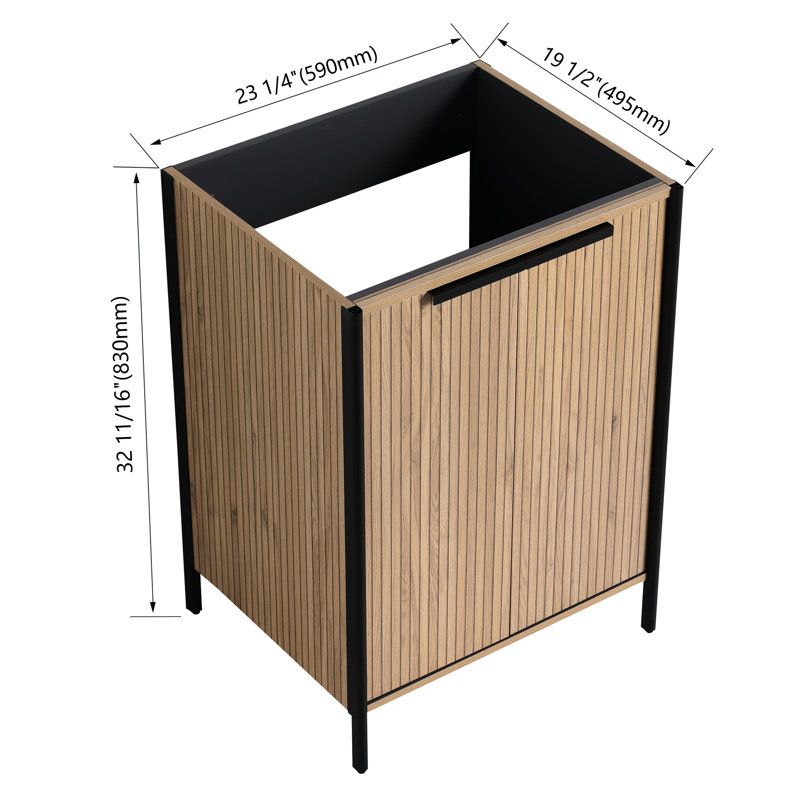 Meuble-lavabo café 24 po - Contreplaqué, grand espace de rangement en contreplaqué moderne, luminaire