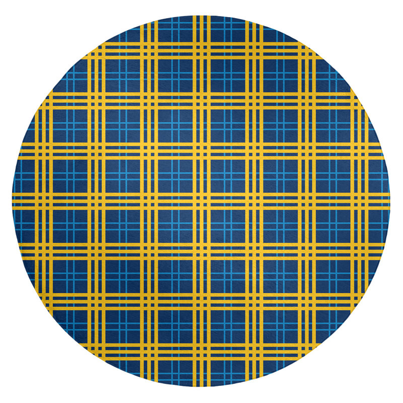 Tapis à carreaux bleu, Rond 5 pi