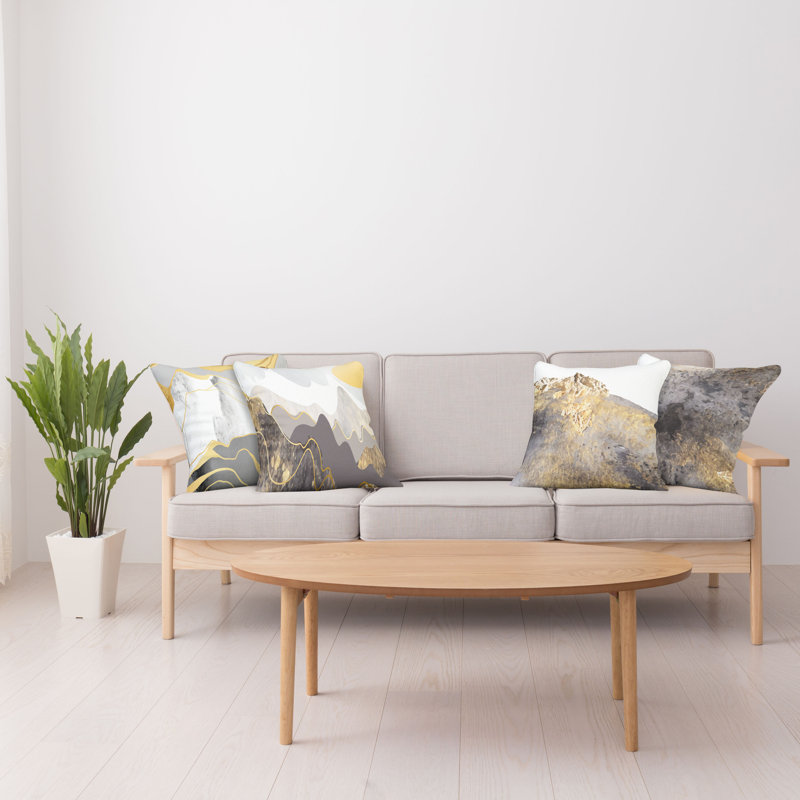 Housse de coussin Millersburg, Moutarde / gris taupe, 12 po x 20 po
