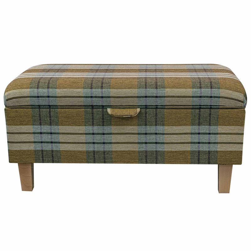 69.85cm Wide Rectangle Plaid Footstool Ottoman with Storage