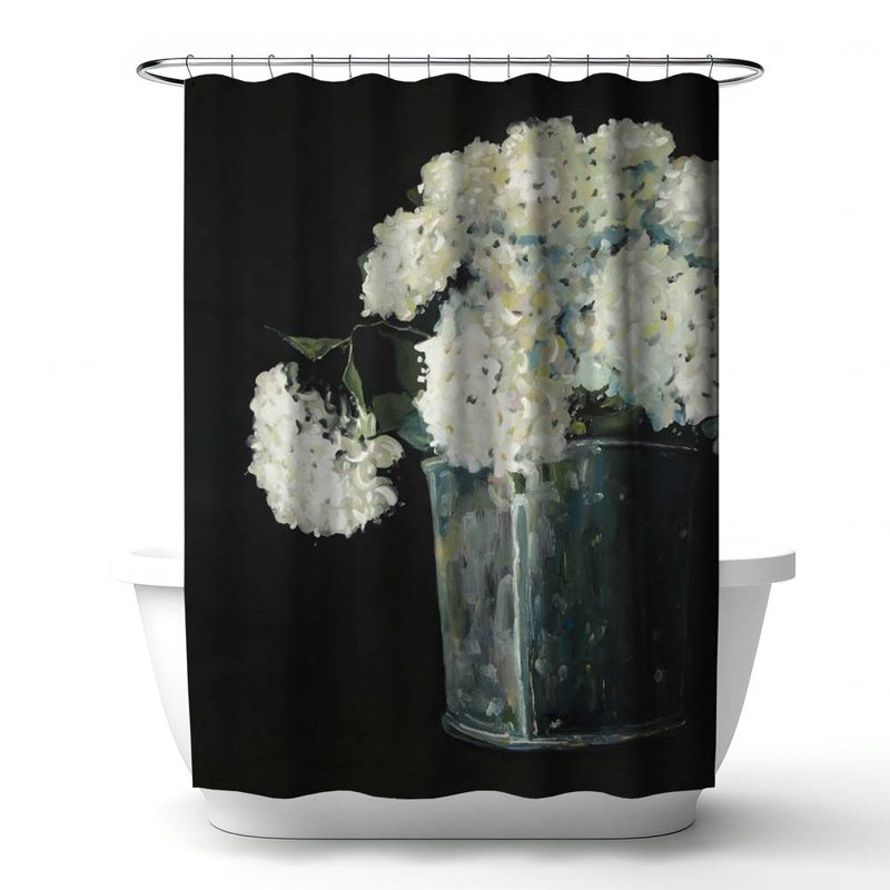 Floral – Polyester Shower Curtain, Dye Sublimation Print, 71" W × 74" L