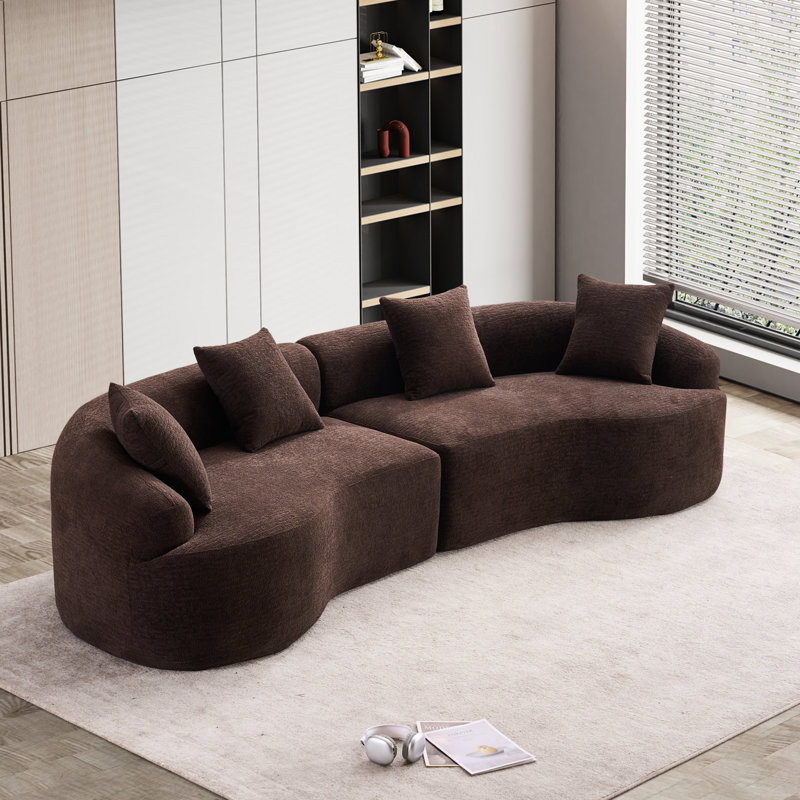 Boneless Luxurious Sofa for Living Room with Plush Cushions and Stylish Design, Antique Brown