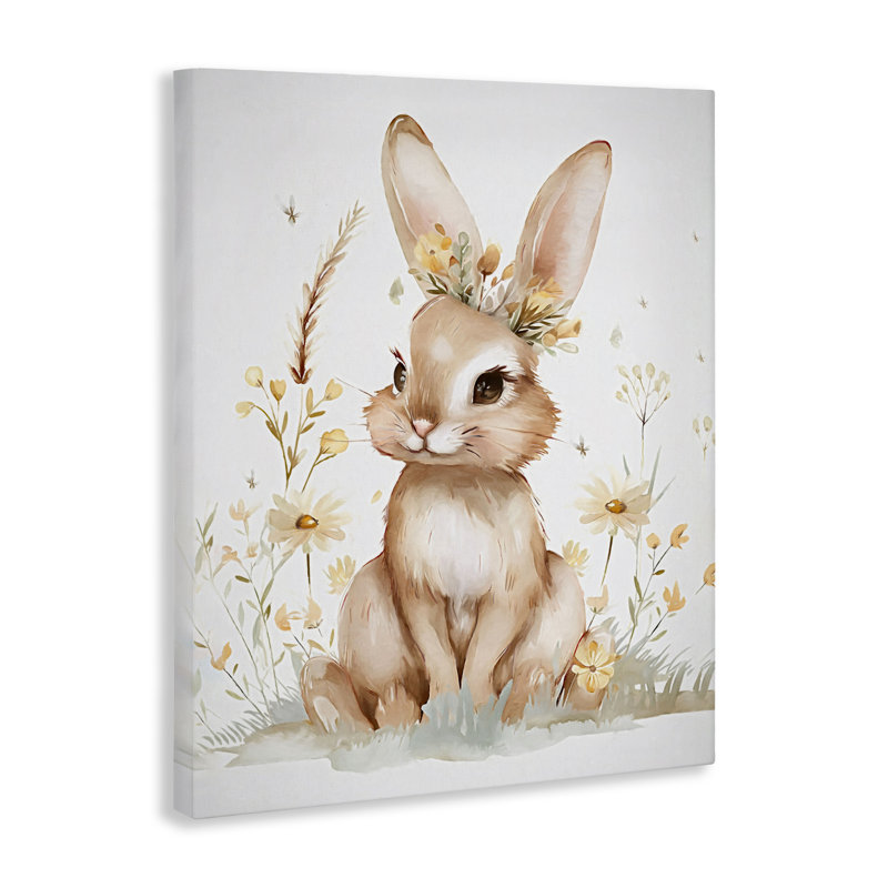 Whimsical Baby Rabbit Canvas, design by Ramona Murdock, 20" H x 16" W