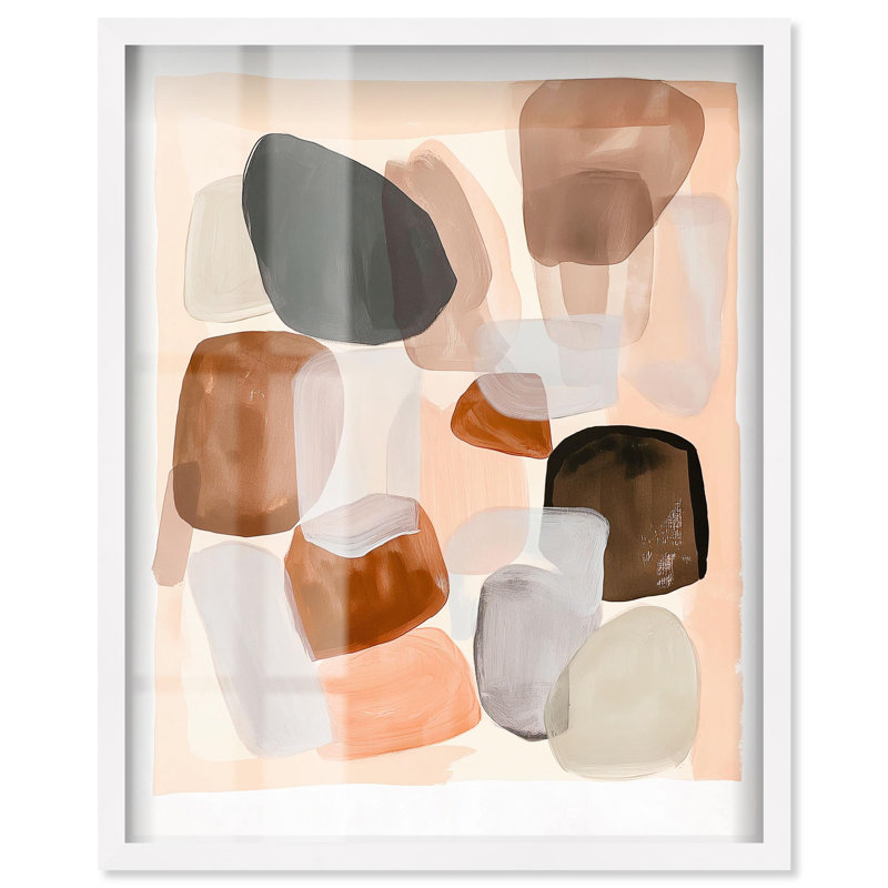 «River Stones I Boho Art Shadowbox» par Art Remedy, H 37 po x l 31 po, Blanc