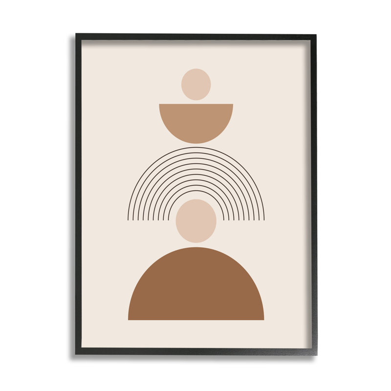 Impression de formes boho empilées sur bois, Giclée encadrée noir minuit, H 20 po x l 16 po x P 1,5 po