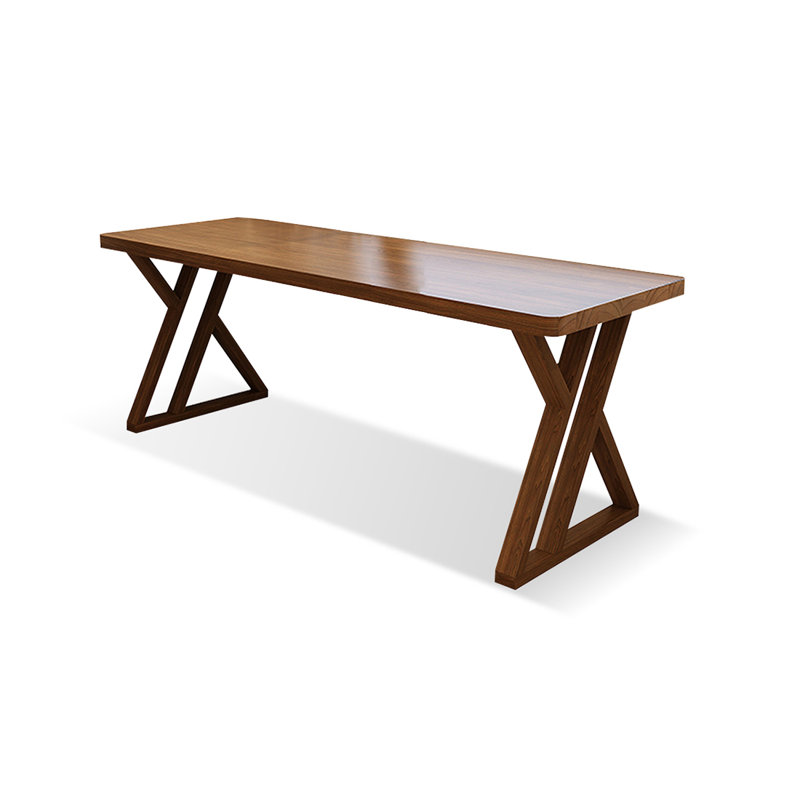Bureau rectangulaire en bois massif brun noisette, H 29,53 po x l 55,12 po x P 23,62 po 