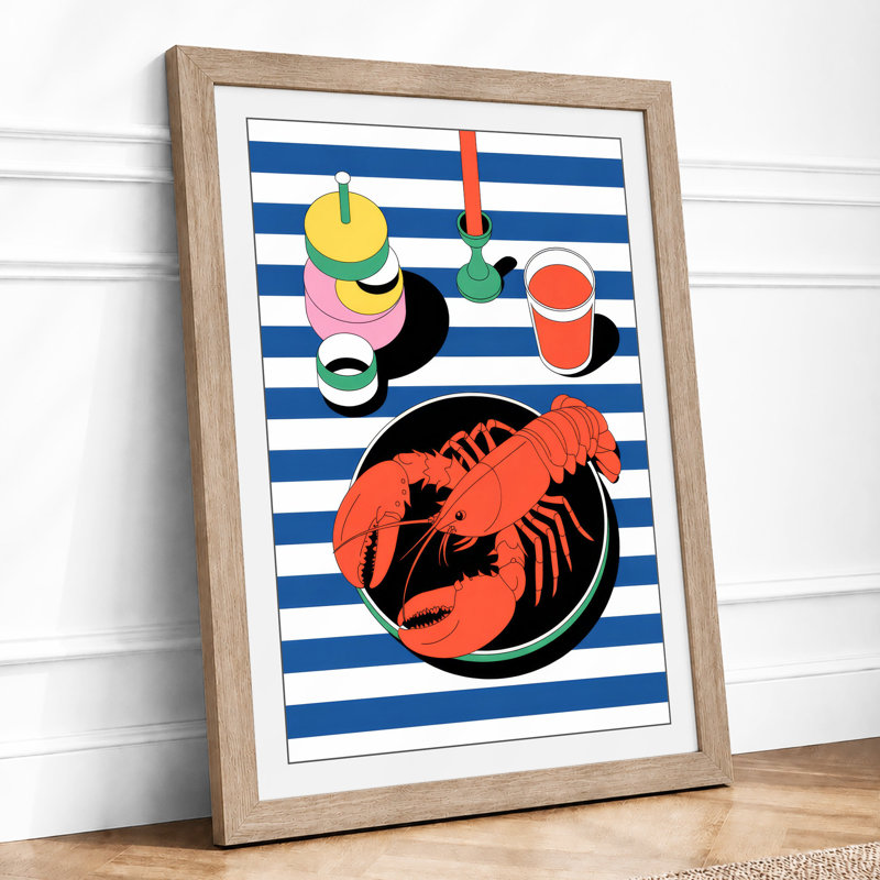 Lobster Still Life Art Deco - Print, A1 - 84.1 x 59.4 cm, Oak