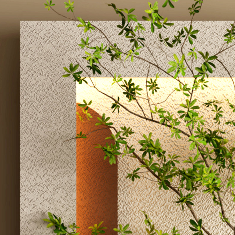Décoration murale réglable en grès à 3 couleurs avec plantes vertes simulées - sculpture d'art 3D, vase en verre et statue de lapin, bandes lumineuses télécommandées pour le salon, la chambre à coucher, le couloir