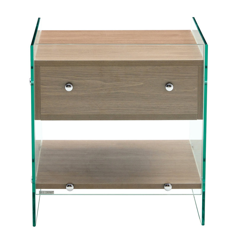 Autocollant et chevet en verre trempé - style simple, 1 tiroir, unité de rangement pratique et élégante