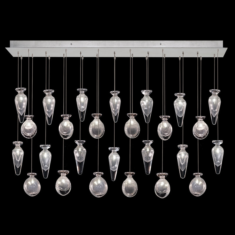 Luminaire suspendu rectangulaire l 54 po Essence, Argent, Transparent