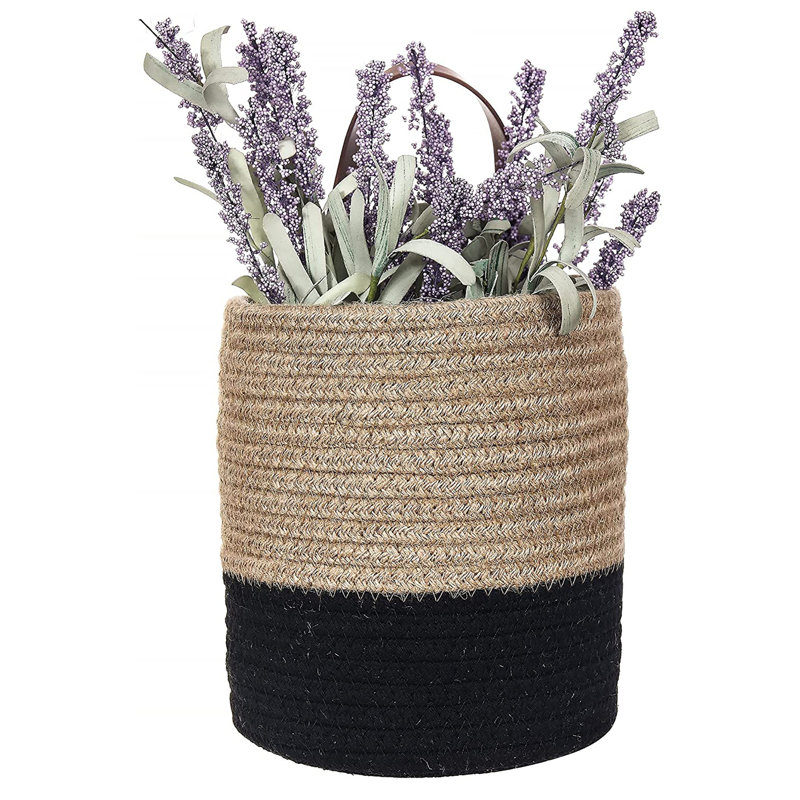 1 Pack Wall Hanging Storage Basket, Jute/Black