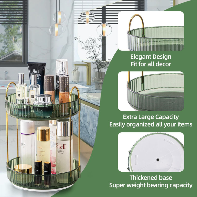 Atos Acrylic 2 Compartment Makeup Organiser, Green
