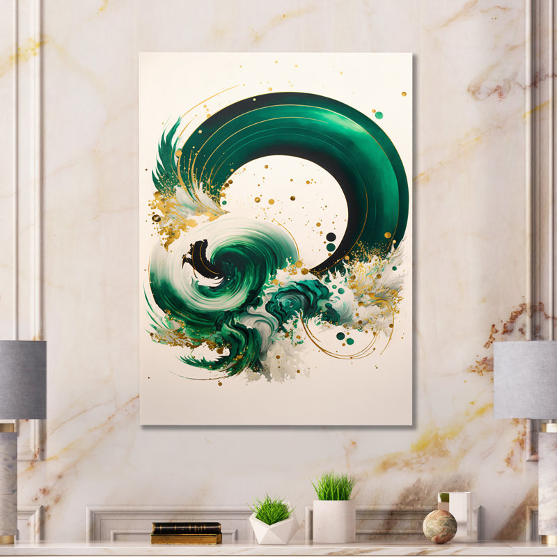 Green Glamour Swirl - Impression sur toile, H 20 po x l 12 po x P 1 po, Toile tendue