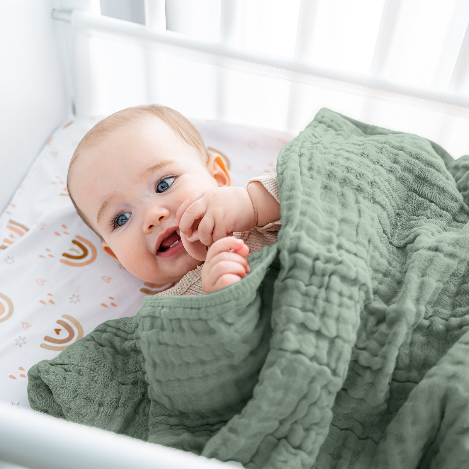Karlina Muslin Blanket, Baby, Fern