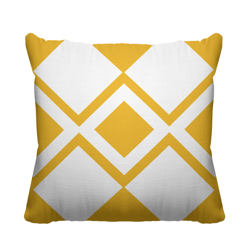 Coussin décoratif intérieur / extérieur Halsey Loop, Jaune, L 17 po x H 17 po