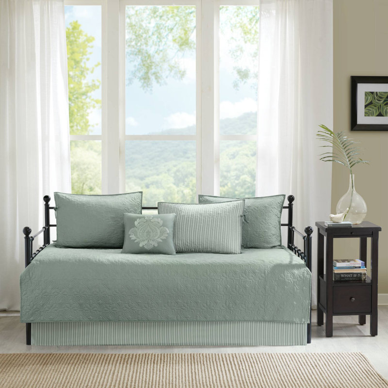 Quebec 6 Piece Reversible Daybed Cover Set, Seafoam