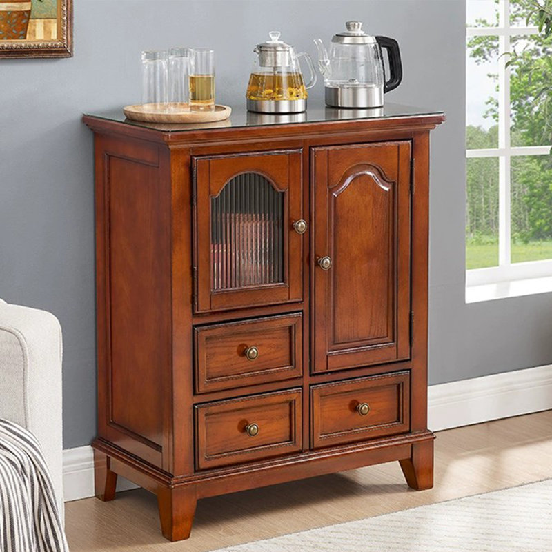 Buffet en merisier massif et bois manufacturé, Cerise profonde