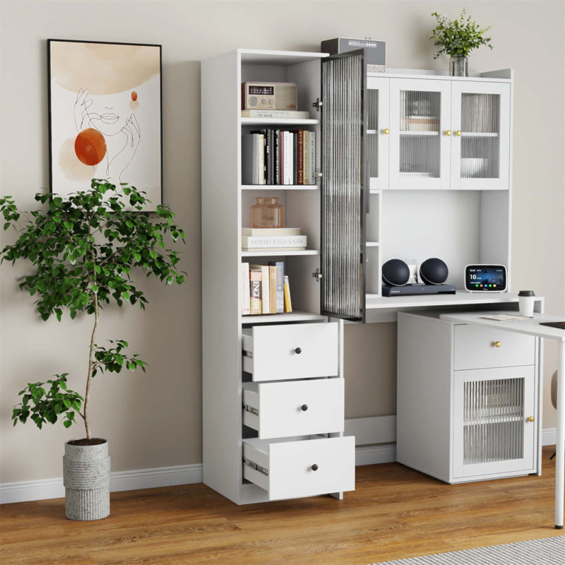 Elegant Storage Cabinet – Modern & Spacious Organizer with Glass Doors and Drawers for Any Room