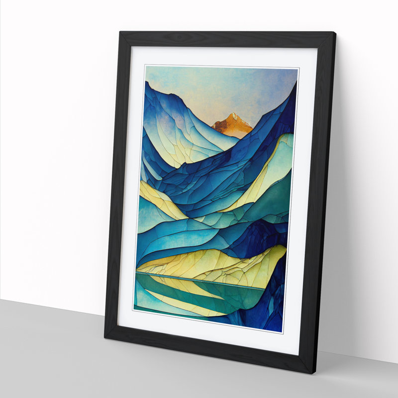 Maytown Glacier Stained Glass - Picture Frame Print, 34cm H x 25cm W x 2cm D, Oak