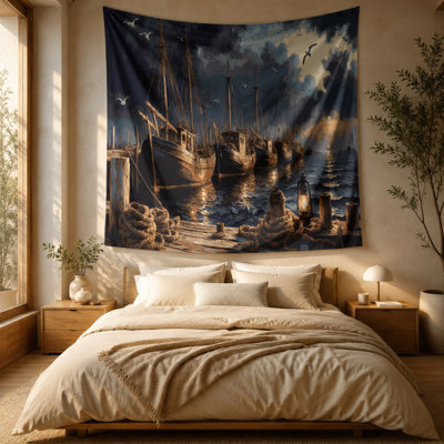 Tapisserie murale Nautical Harbor Scenes