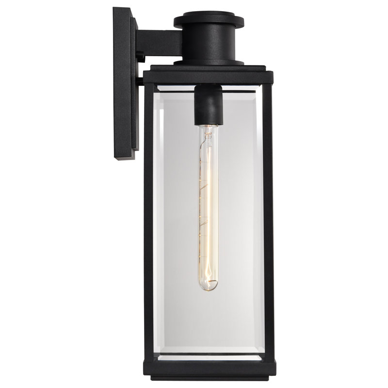 Luca - Lanterne d'extérieur moyenne - Finition noir sable - Verre biseauté transparent, H 20 po x l 7 po x P 8,75 po